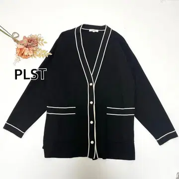 [ 새상품급 ] 플라스테 PLST 펄 버튼 V넥 가디건 블랙 M