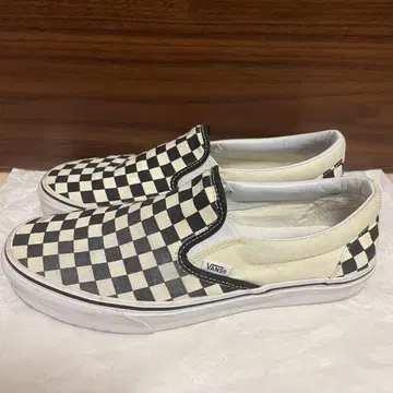 VANS 슬립온 SLIPON 체크 무늬 깃발 블랙 화이트 28cm