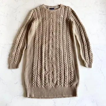 컨디션 최상 23AW 폴로 랄프로렌 아란 드레스 포니 자수 케이블 니트