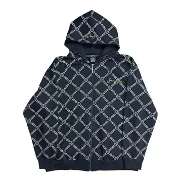 션 존 집업 후드티 올 패턴 로고 블랙 XL