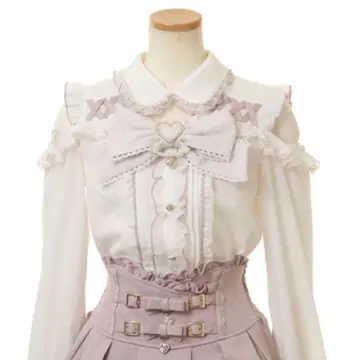 리즈리사 big 리본 오픈 숄더 블라우스 핑크