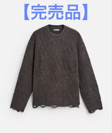 ZARA 남성용 데미지 가공 자카드 스웨터 니트 상의 크루넥