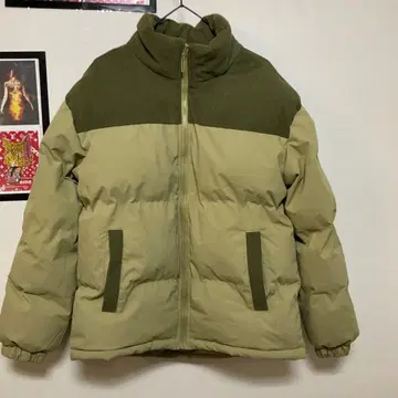 카키 다운 자켓 코듀로이