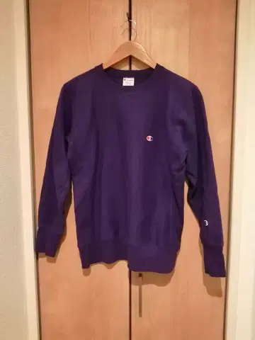 챔피온 리버스 위브 퍼플 크루넥 트레이닝복 M