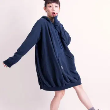 Eve 하라페코 풀오버 후드티 네이비