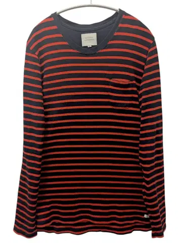 VICTIM 보더 티셔츠 블랙 포켓 포함