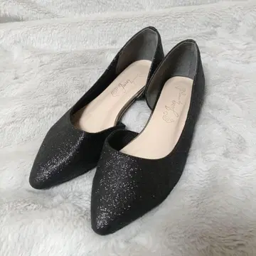 플랫 펌프스 블랙 라메