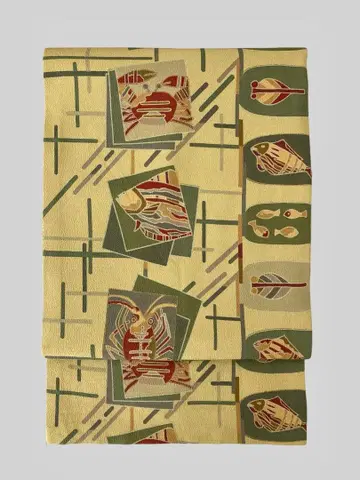 물고기 새우 게 크레이프 원단 나고야 오비 캐주얼 외출