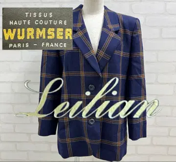 새상품급 Leilian WURMSER 체크 테일러드 자켓 일본제