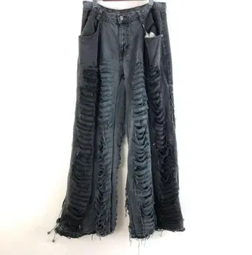 3546 리메이크 재구축 블랙 데님 팬츠 패치워크 블랙