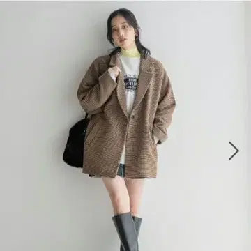 로리즈팜 울라이크 체크 루즈핏 자켓