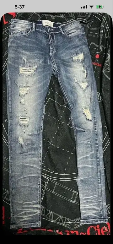 Avid jeans 데미지 데님 스키니 블루 M 사이즈