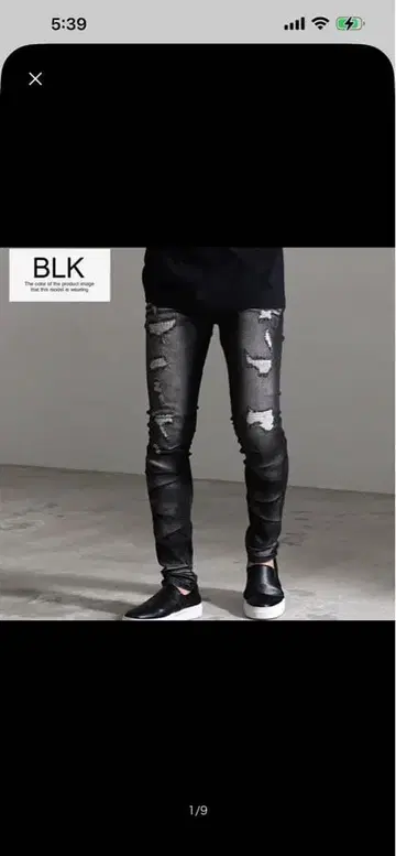 CavariA 데미지 데님 스키니 블랙 M 사이즈