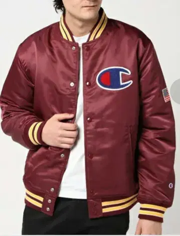 Champion 챔피온 버건디 나일론 바시티 자켓 블루종 L