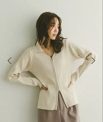 글로벌 워크 카라 달린 더블 ZIP 가디건