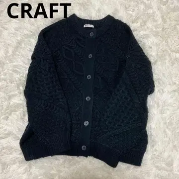 CRAFT 두꺼운 원단 케이블 니트 가디건 네이비 364