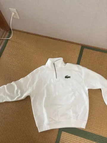 Lacoste 화이트 하프 지퍼 트레이닝복
