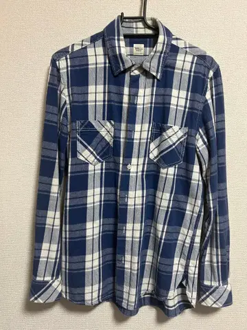 론 허먼 네이비와 화이트의 체크 플란넬 셔츠 S