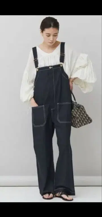 캘런솔로지*유니버셜 오버롤 별주 데님 살로펫 다크 네이비