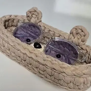 곰 모양 안경 케이스 베이지