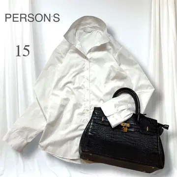 PERSON'S 퍼슨즈 긴팔 화이트 셔츠 15호 V넥 대형 옷깃 포멀
