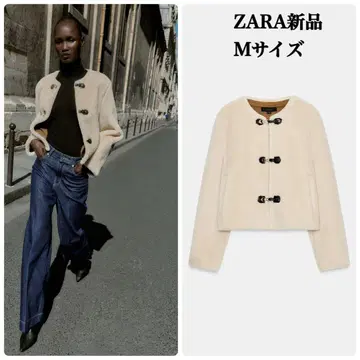 ZARA 더블 페이스 토글 버튼 자켓 에크루 M 택 포함 새상품