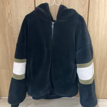 neos 루즈 실루엣 라인 후드 플리스 보아 블루종