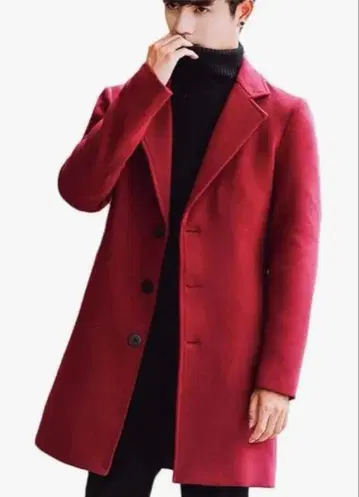 [Nyan-Deux] 와인 레드 남성용 체스터 코트 가을/겨울 2XL