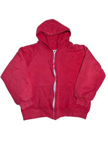 70s 80s 빈티지 후드 맨투맨 레드 안감 서멀 L