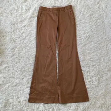 띠어리 [ XL ] 플레어 팬츠 브라운 면 스트레치 슬림 레그