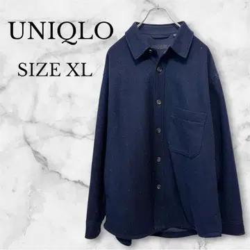유니클로 오버 셔츠 자켓 네이비 울 블렌드 캐주얼 XL