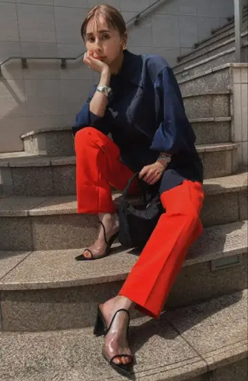 미사용 Ameri COLOR TAPERED TUCK PANTS