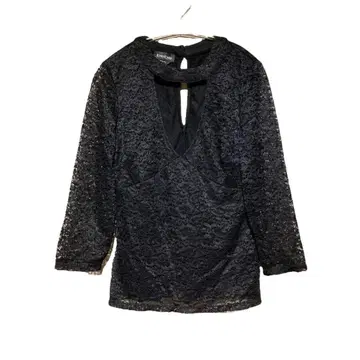 bebe 블랙 레이스 7부 소매 V넥 안감 부착 상의 ( S )