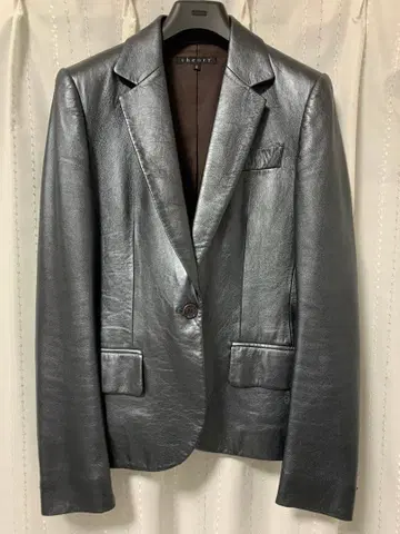 theory 여성용 가죽 자켓 메탈릭 그레이 체스터 M