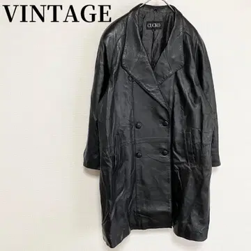 빈티지 used 구제 의류 천연 가죽 가죽 코트 블랙 아메카지