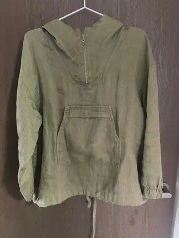 FORK & SPOON 린넨 아노락 후드티 카키