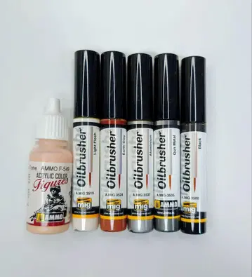 AMMO MIG Oilbrusher+ 페인트 6개 세트 아크릴 컬러