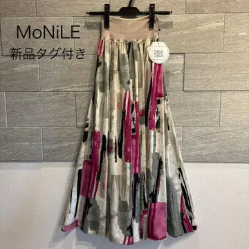 [ 택 포함 새상품 ] MoNiLE 모레 페인트 패턴 스커트 핑크