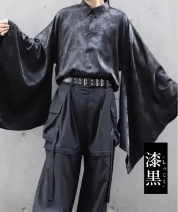 REZEN 자카드 칠부 소매 셔츠 블랙