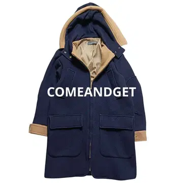 컴앤겟 후디드 코트 바이컬러 울 100% 한국제 심플