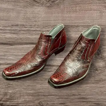 49U3 카를로 벤투라 Carlo ventura 악어 엠보싱 부츠 브라운