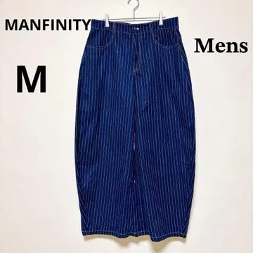 MANFINITY 스트라이프 와이드 팬츠 캐주얼 네이비 M