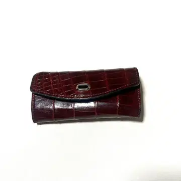 CROCODILE 천연 가죽 키케이스 버건디