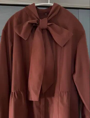 LOUNIE 루니 보타이 리본 블라우스 셔츠 레드 롱 기장