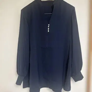 펄 조 버튼 사용 튜닉 블라우스
