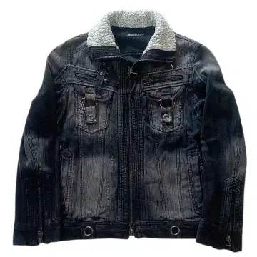 새상품급 In The Attic 인디애틱 옷깃 보아 데님 자켓 블랙 L