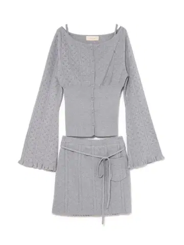 Heart crochet knit set up Gray