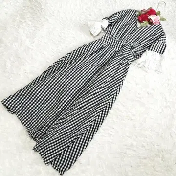 [ dazzlin ] 다즐린(F) 롱 원피스 반팔 체크 셔츠