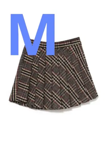 Monica check pleats mini skirt beige