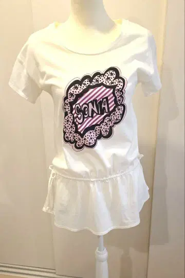 SONIA RYKIEL 화이트 프린트 T셔츠 허리 조절 가능